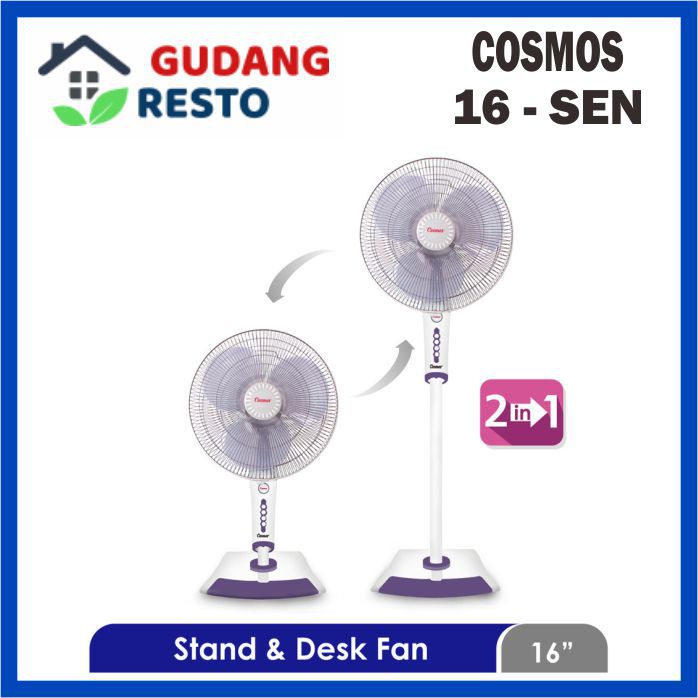 COSMOS 16 SEN KIPAS ANGIN 2 IN 1 TWINO UNGU / PURPLE STAND FAN 16SEN DESK FAN KIPAS BERDIRI / MEJA 16 INCH