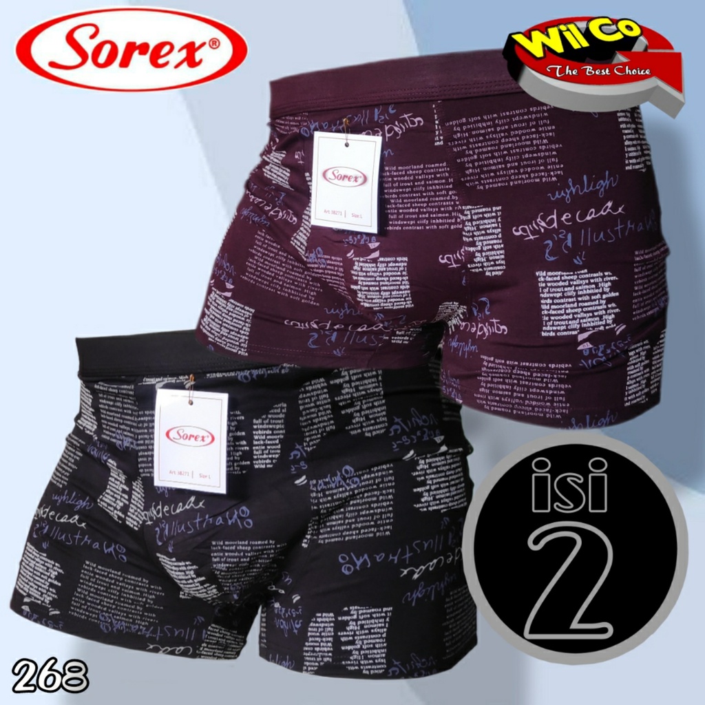 K268D - (DIJUAL PER 1 BOX ISI 2 Pcs)  CELANA DALAM PRIA CD BOXER PRIA PAKIAN DALAM SOREX TRENDY SIZE M L XL