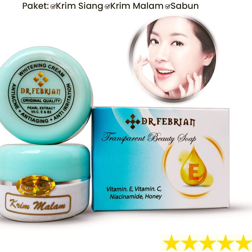 ➯ Cream dr febrian original paket krim siang + krim malam + sabun ♡