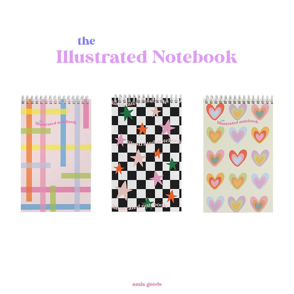 

Illustrated Notebook by amia goods | Colorful Cute Aesthetic Notebook | Notepad Journaling Memopad
