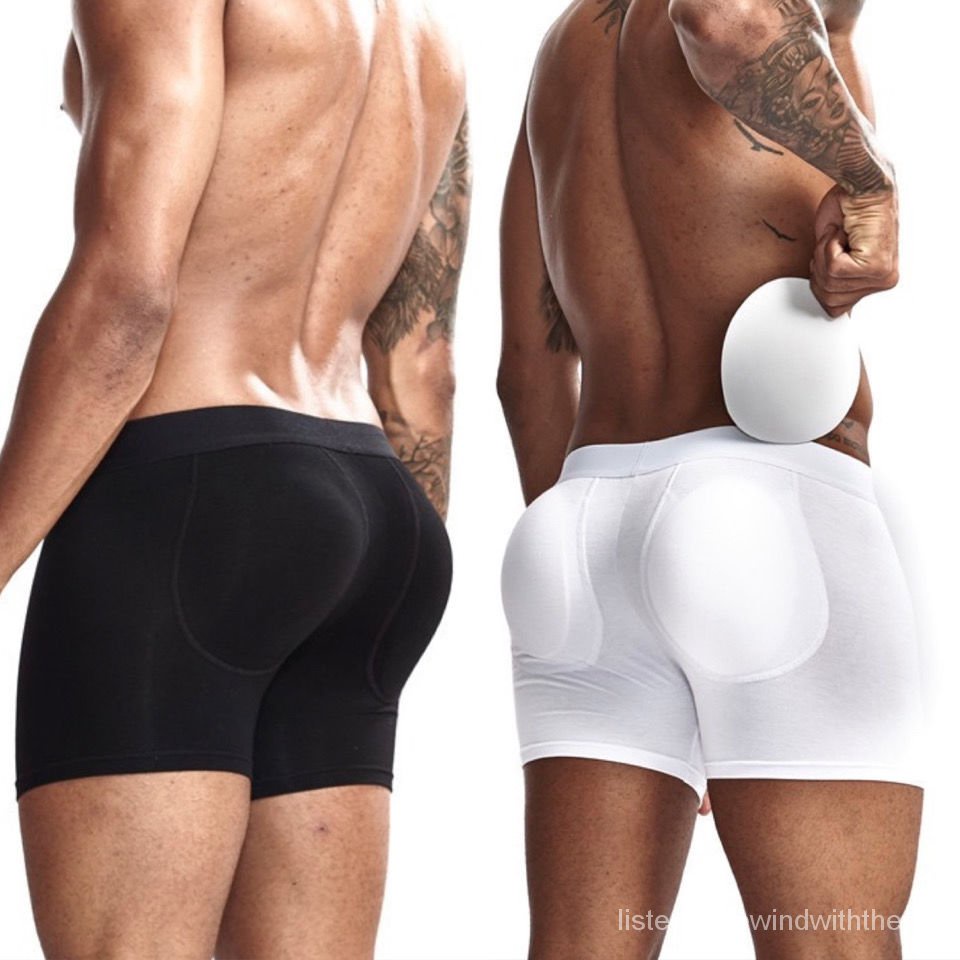 Jockmail Men Sexy Butt Lifter Enlarge Push Up Underpants Removable Pad Boxer Underwear Butt-Enhancin