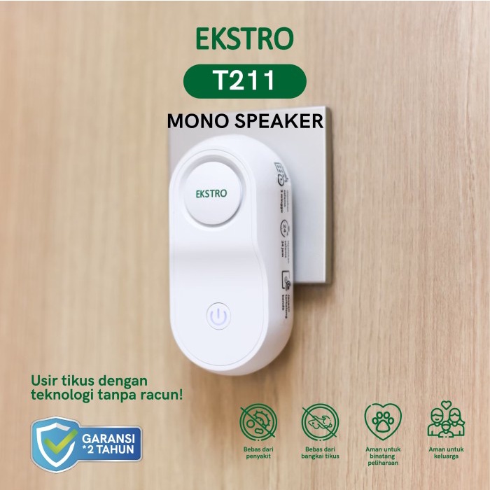 Produk Terbaik] Ekstro T211 Pengusir Tikus Ultrasonic (1 speaker) - Tanpa Racun Lem
