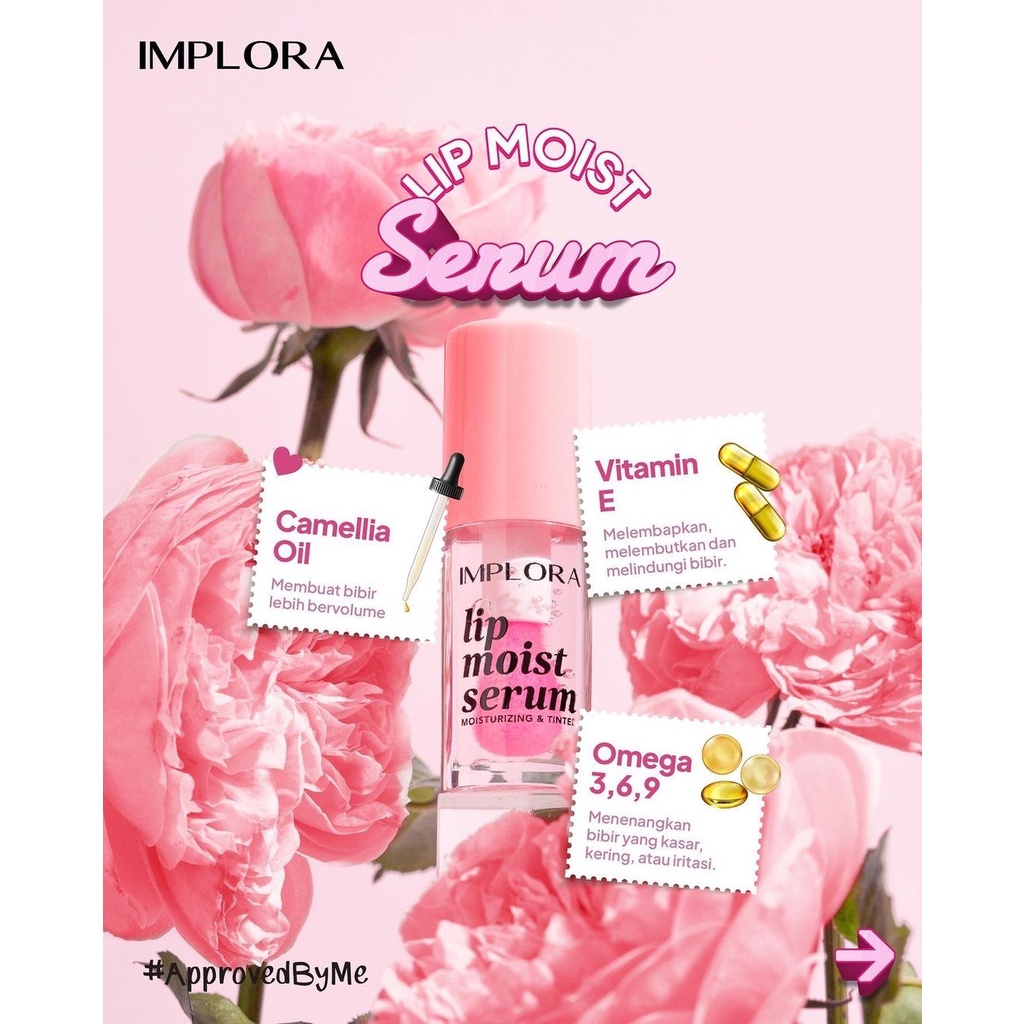 IMPLORA Lip Care Indonesia / Perawatan Bibir / Moist Serum Tinted Essence Repair / Light Smooth Infused Color / Melembabkan Lembab Kering Pecah Hitam Moisturizer Nutrisi / Lipstick Lipstik Primer Balm Stain Mask Cream Scrub Skincare Lips Treatment Series