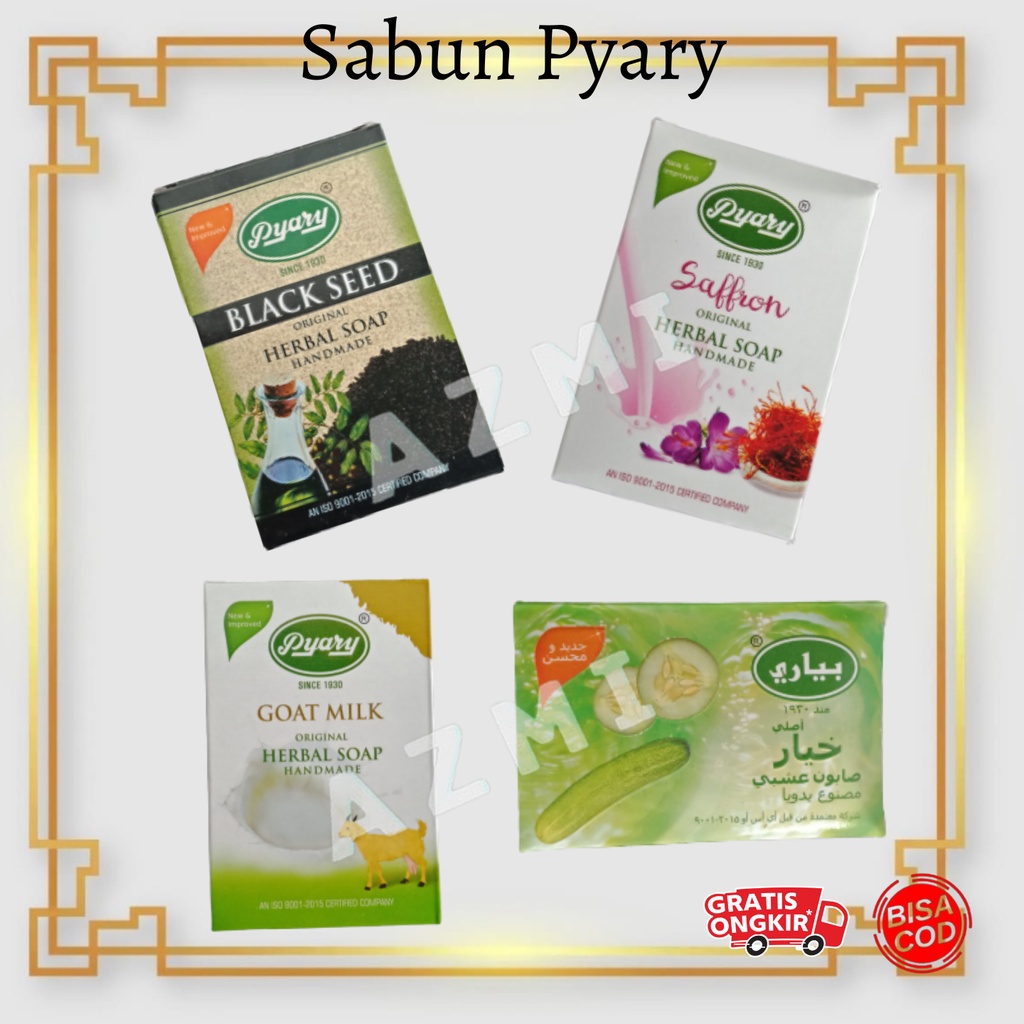 (ALL) PROMO SABUN PYARY TURMERIC, NALPAMARA, PAPAYA, SAFRON,CUCUMBER,BLACK SEED, GOAT MILK - Pyary Soap Sabun Arab Original