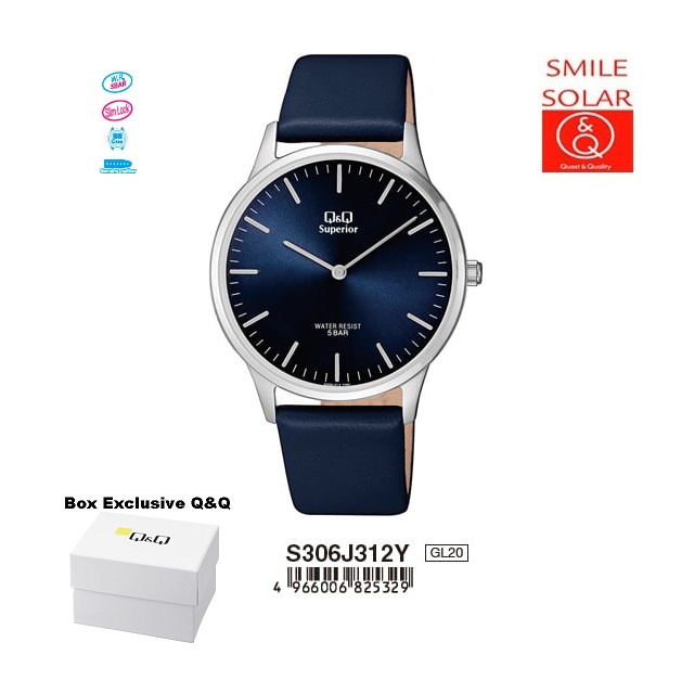 Jam Tangan Unisex Stylist Casual Kulit Leather Steel Analog Original Q&amp;Q QnQ QQ S306 S306J Series