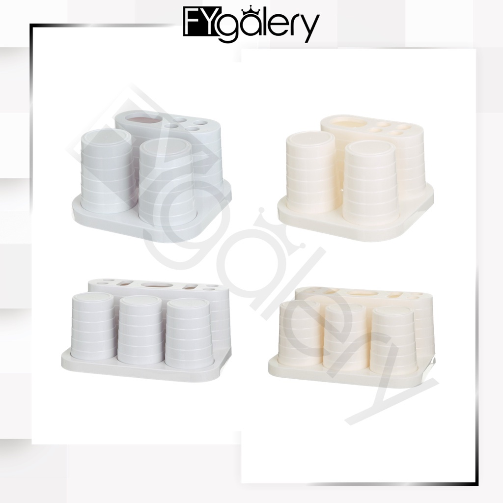 FYGALERY HL0293 Tempat Sikat Gigi Odol 1 Set Cangkir Kumur Plastik Rak Sikat Gigi Set Rak Toilet Kamar Mandi Toothbrush Holder