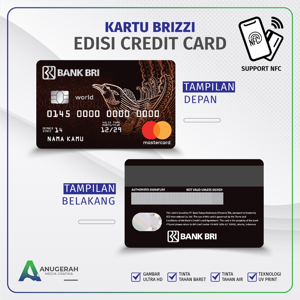 Kartu E-toll Brizzi Edisi Platinum Custom Nama