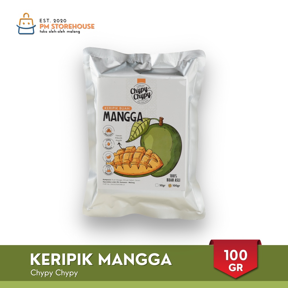 Chypy Keripik Buah Kualitas Premium | Keripik Kripik Mangga 100 Gram | Oleh Oleh Camilan Khas Malang