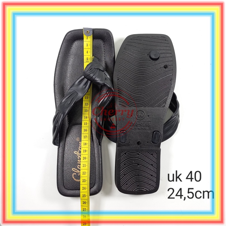 0198-1 Sandal Jepit Wanita Glanzton Sendal Cewek Empuk Jelly Karet Anti Slip Simpul Kerut Verotino