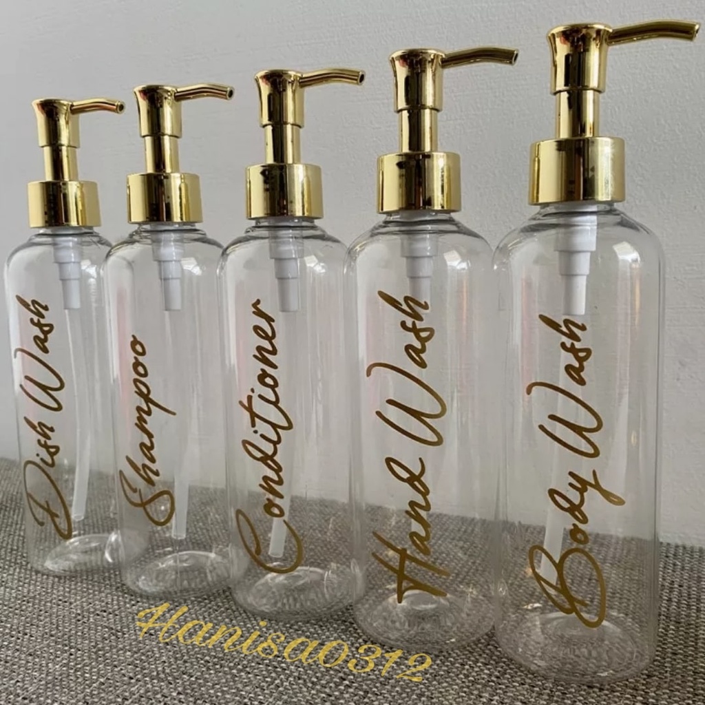 botol sabun cair pump 250ml bening / botol pump 250ml aesthetic tutup luxury gold