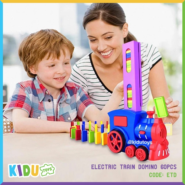 Mainan Kereta Anak Electric Train Domino 60pcs Kidu Toys