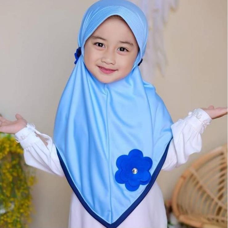 >XC26619<  hijab tali 3 bunga anak//hijab instan anak real pict//hijab anak lucu//hijab anak paud//h