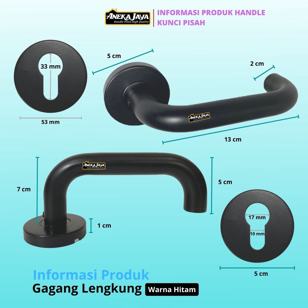 Kunci Pintu Misah 24 cm Hitam Doff Handle Gagang Utama dan Kamar