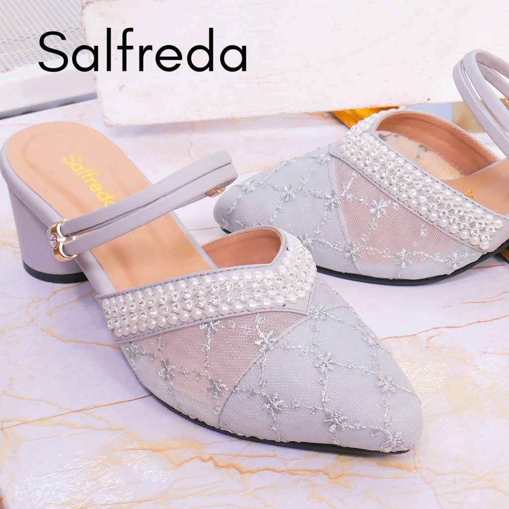 Sepatu Sandal Pesta Wanita Kondangan Elegan Terbaru Mewah Ori Import Impor Korea Brukat Hak Heels 5 cm Kaca Pernikahan Wedding Kantoran RB70005