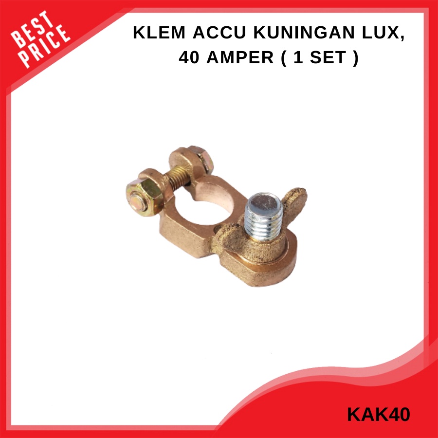 Jual Klem Aki Kuningan Kepala Kecil Lux 40 Ampere RRT 1 Set Semua Mobil