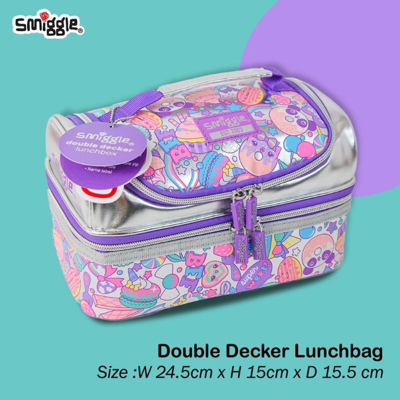 Tas bekal DD smiggle/Smiggle Budz flashy double decker lunchbag