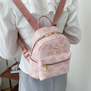 Floral Pattern Metal Decor Functional Backpack Bag 10015