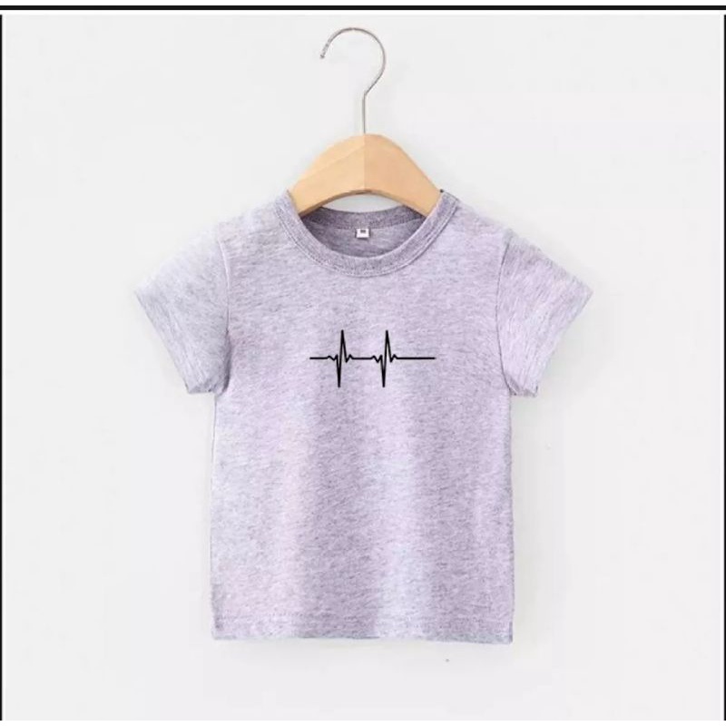 BAJU KAOS MURAH ANAK LAKI LAKI DAN PEREMPUAN UNISEX UMUR 2-9 TAHUN GAMBAR DETAK JANTUNG UXLO FASHION