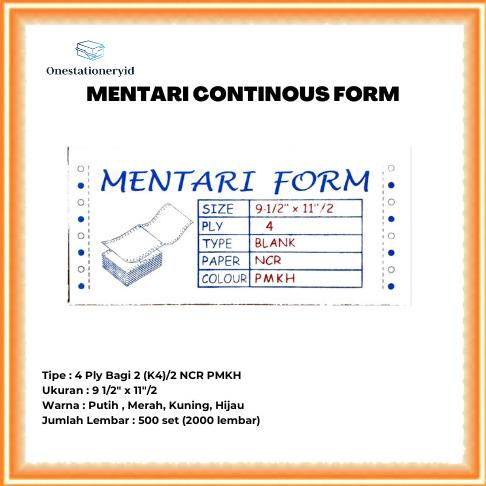 

Kertas Continuous/Continous Form 4 Ply Bagi 2, 4 Rangkap K4/2 Ncr Pmkh