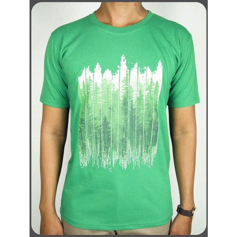 Baju Kaos oblong Pria Lengan Pendek COLE Regular Fit Hijau Cotton Stretch 04 | T Shirt Original Bran