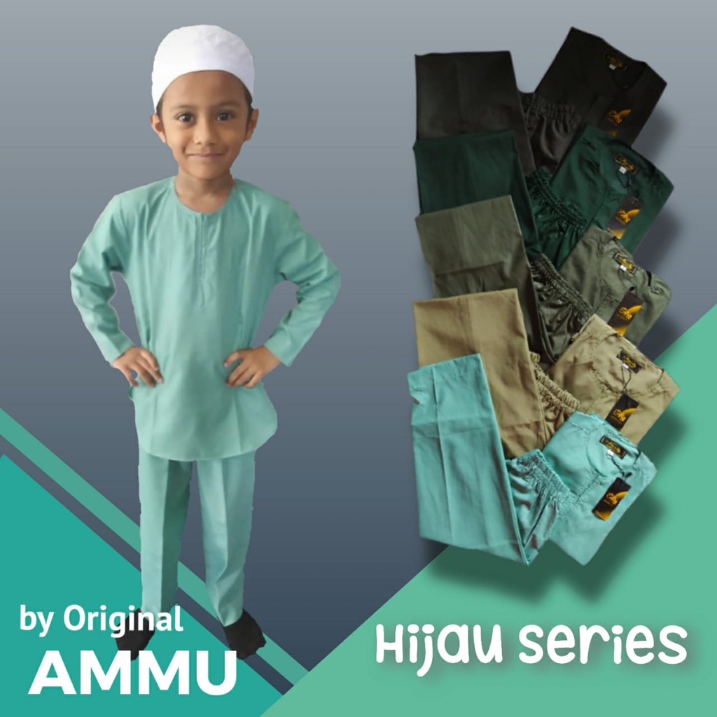 Baju Koko Setelan Anak Original Hijau by ammu Hijau Series Anak, Abu Ali Bahan Katun, Abu Aly collection