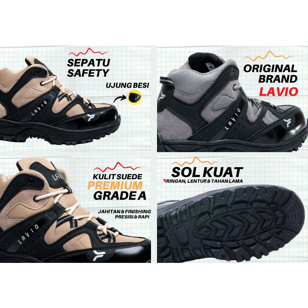 Sepatu Safety Pria Original Lavio Gibson Ujung Besi Untuk Kerja Proyek Lapangan Industri Outdoor