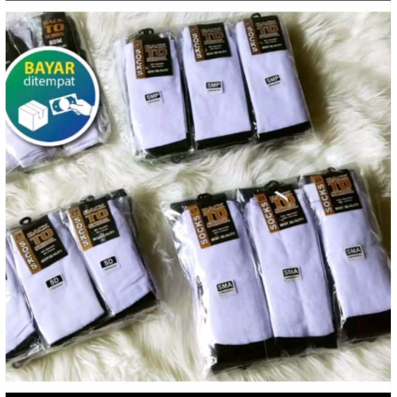 discon meriah kaos kaki anak sekolah SD hitam putih