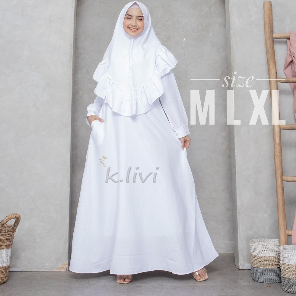PALING DICARI Baju gamis putih syari M L XL pengajian manasik busana muslim wanita