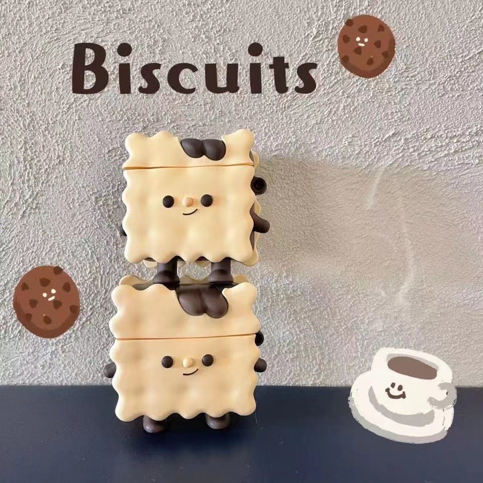Aksesoris Casing Airpods Airpod Case Gen 1 / 2 Pro Biskuit Biscuit Biscuits Standing Cute Lucu Silik