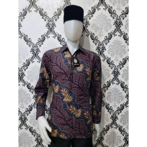 Baju Batik Pria Katun Sragen Yogya Premium Fouring Katun Kemaja Batik Panjang laki-laki Motif Terbaru