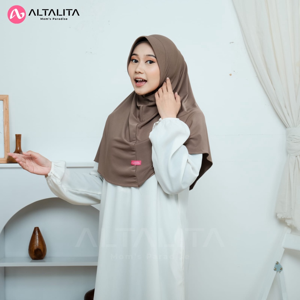 Altalita - Jilbab Bergo Hamidah Menutup Dada pet Kerudung Bergo Sport Ukuran L Polos pet Tebal Bahan Jersey Premium Cocok Untuk Sekolah Olahraga Volly Futsal Senam dan Sehari-Hari