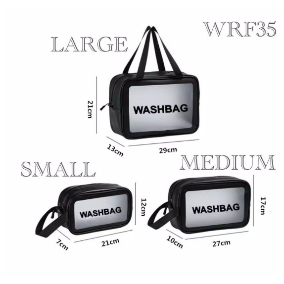 WASHBAG Hand Bag Mika Tas Tenteng Pouch Makeup Travel Size Waterproof Transparant NR