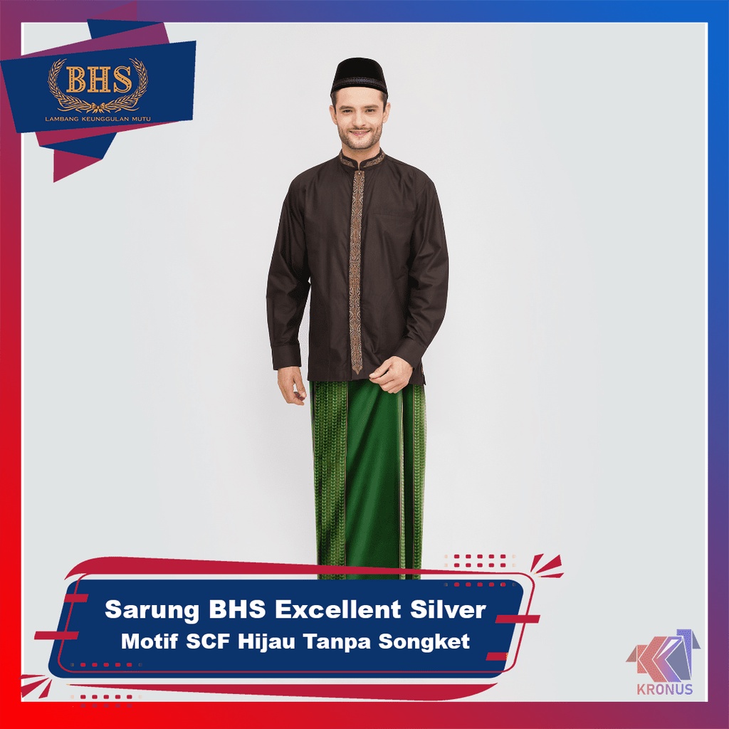 Sarung BHS Excellent Silver Motif SCF Hijau Tanpa Songket