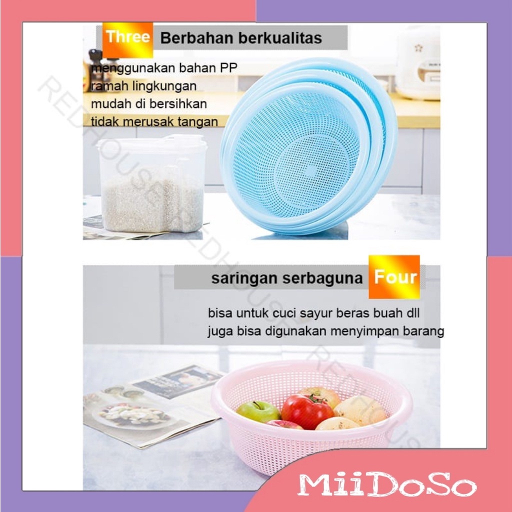 MIIDOSO Baskom Penyaring Wadah Pencuci Beras,Sayuran dan Buah 1pcs