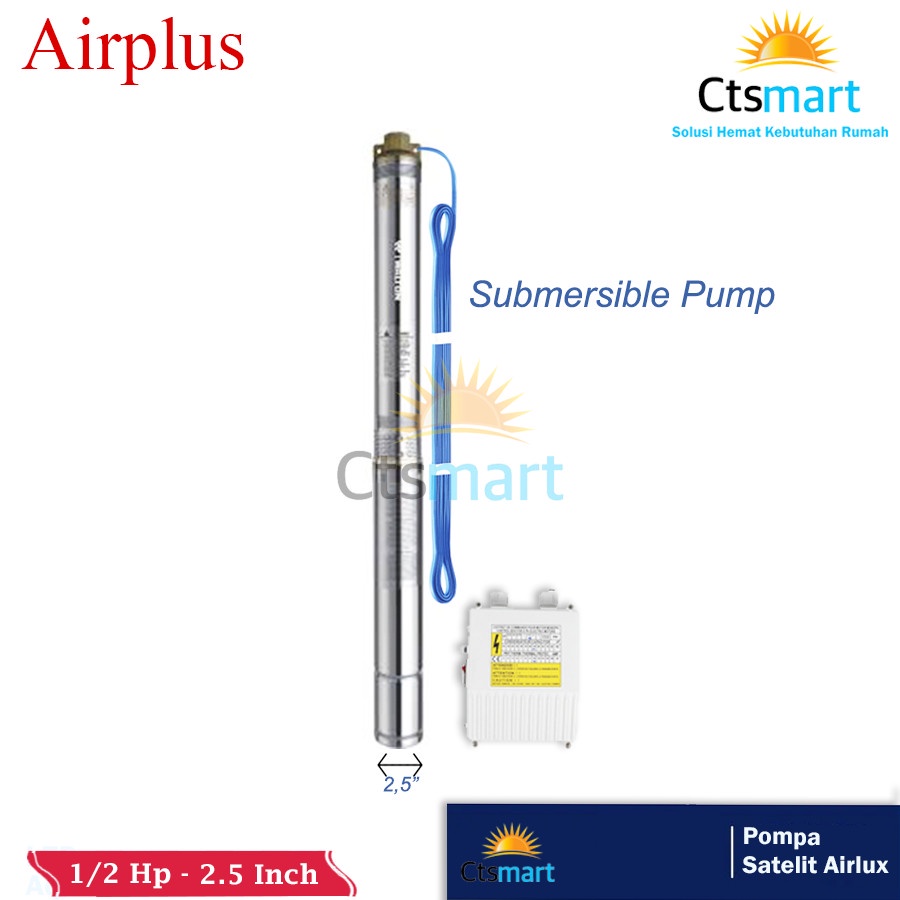 Pompa Satelit Airlplus 2.5 Inch 1/2 HP (0.5 HP) Submersible Pump