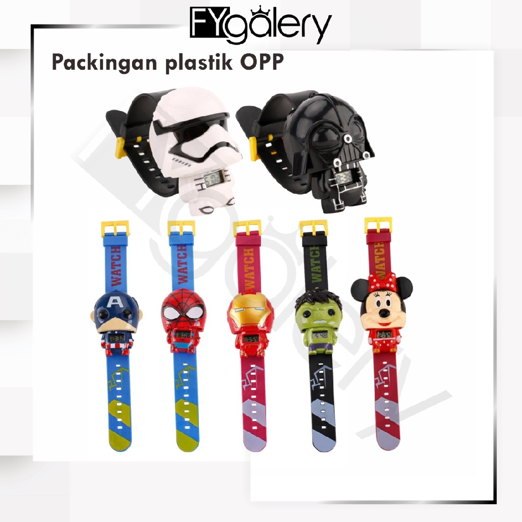 FYGALERY J157 Jam Tangan Karakter Anak Packing OPP Kids Fashion Superhero Digital Watch Murah