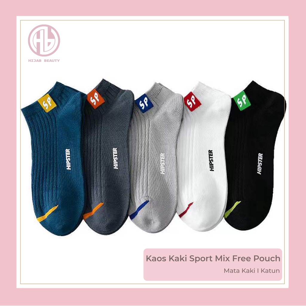 Kaos Kaki Sport / Olahraga - Free Pouch (Warna Mix)