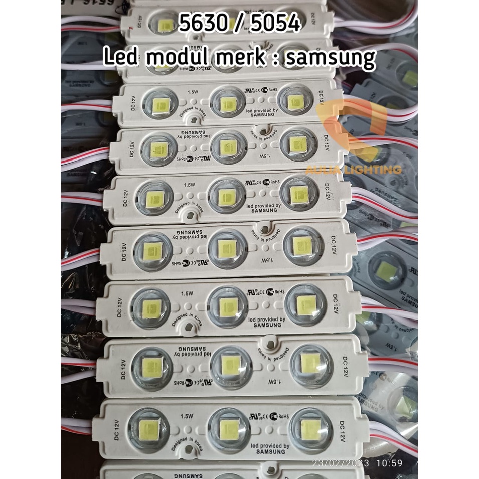 Lampu 12v LED Modul Samsung 3 mata tipe 5054 Lensa 5616 Putih Cool white Dc Reklame saso IP68  1.5w