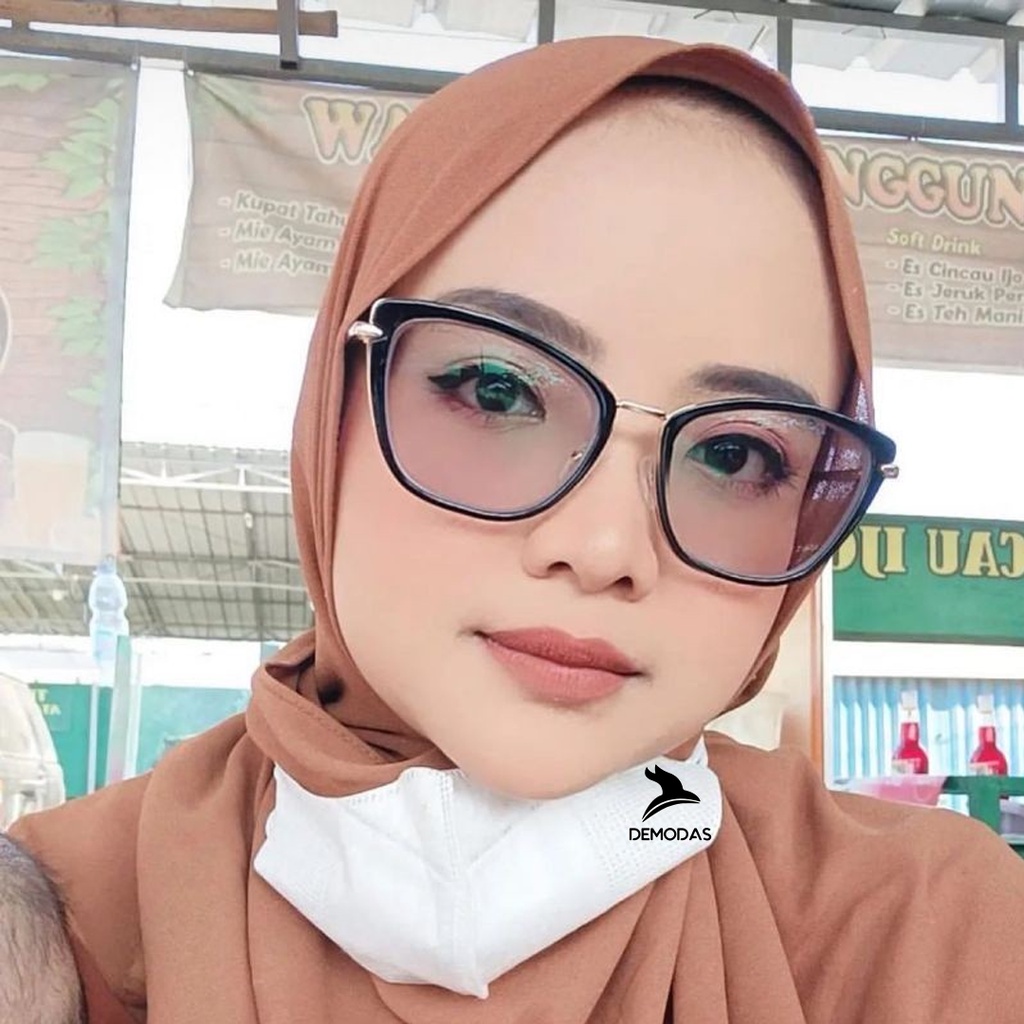 Kacamata Cat Eye Wanita (Photocromic AntiRadiasi  Blueray Bluecromic) Normal Minus Silinder 95290 Kacamata minus wanita kacamata wanita demodass Demodas Glasses