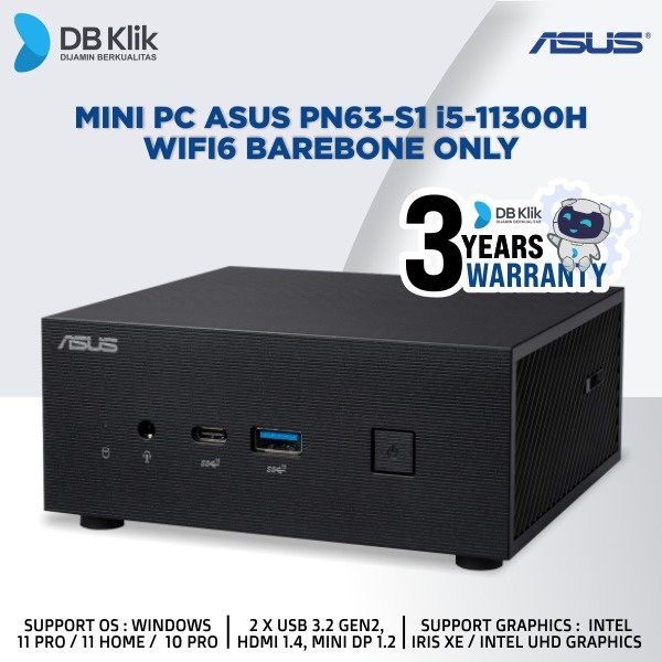 Mini PC ASUS PN63-S1 Core I5-11300H WiFi6 Barebone Only - ASUS PN63S1