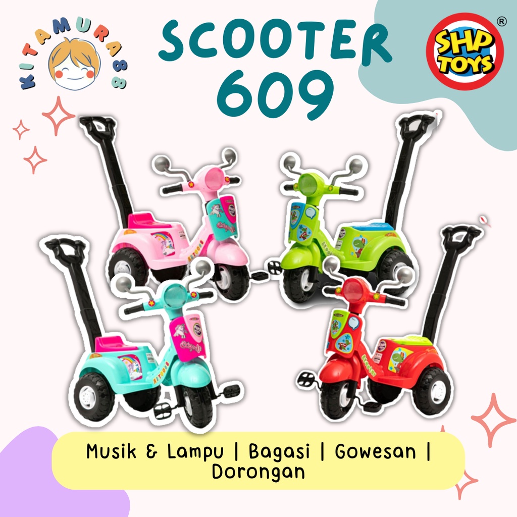 Mainan Anak Motor Veespa Tunggang Dorong KEREN - SHP TOYS - SCOOTER 609