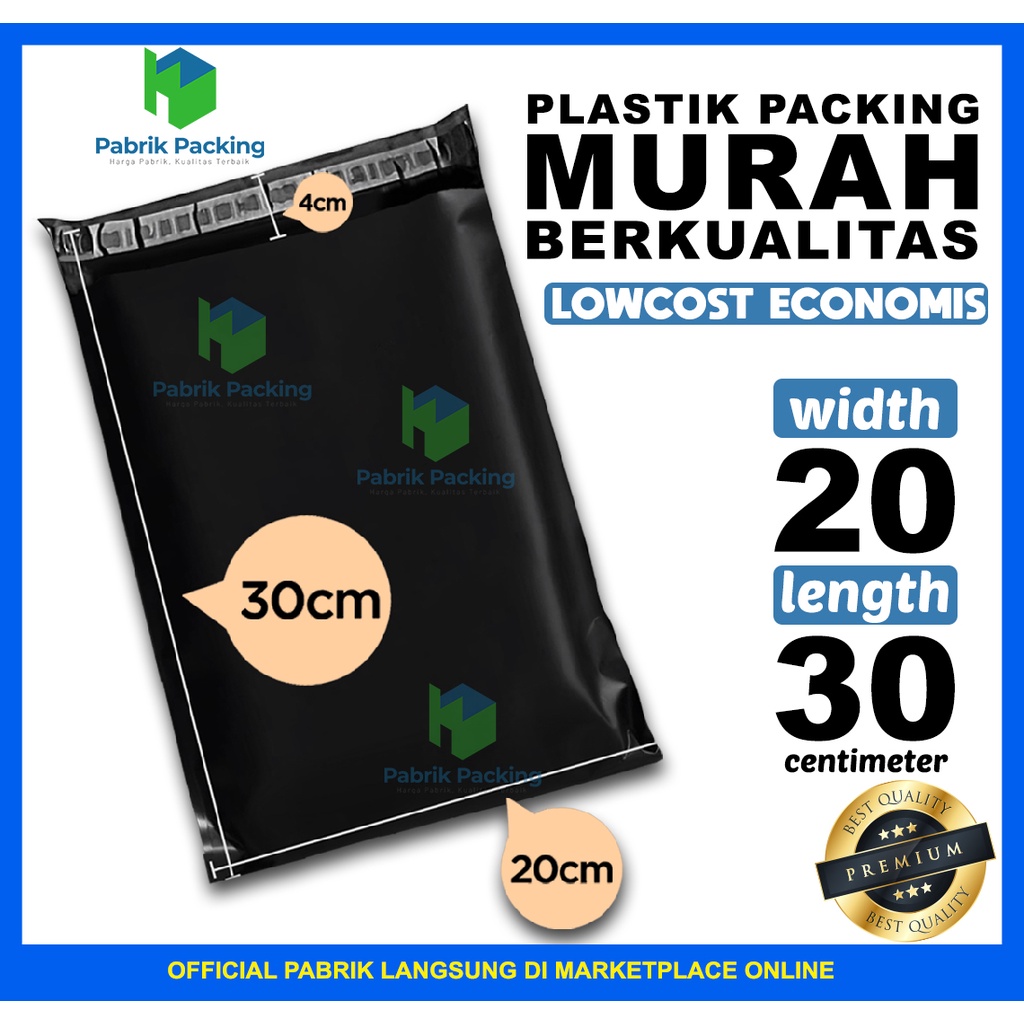 

Polymailer Low Cost Ekonomis Amplop Packaging Olshop Hitam 20x30cm