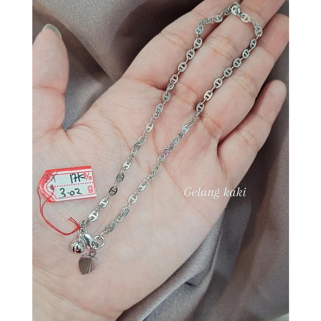 Gelang Kaki Herme (Square Flik) Emas kadar 17k 75% 750