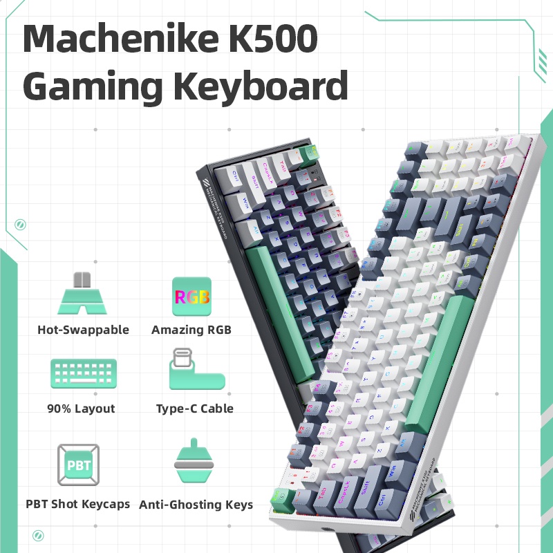 Machenike K500 Mechanical Gaming Keyboard Hot-Swappable 94 Keys RGB