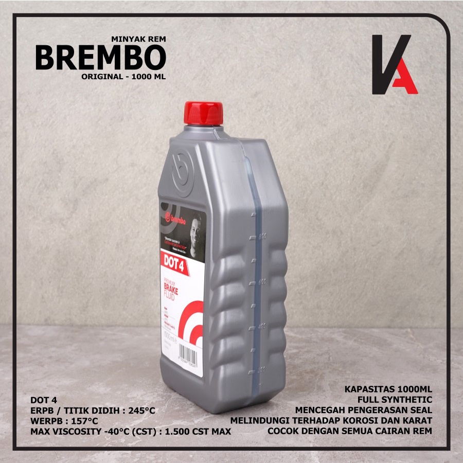 BRAKE FLUID DOT 4 1000ML BREMBO ORIGINAL- MINYAK REM - OLI REM 1000 ML