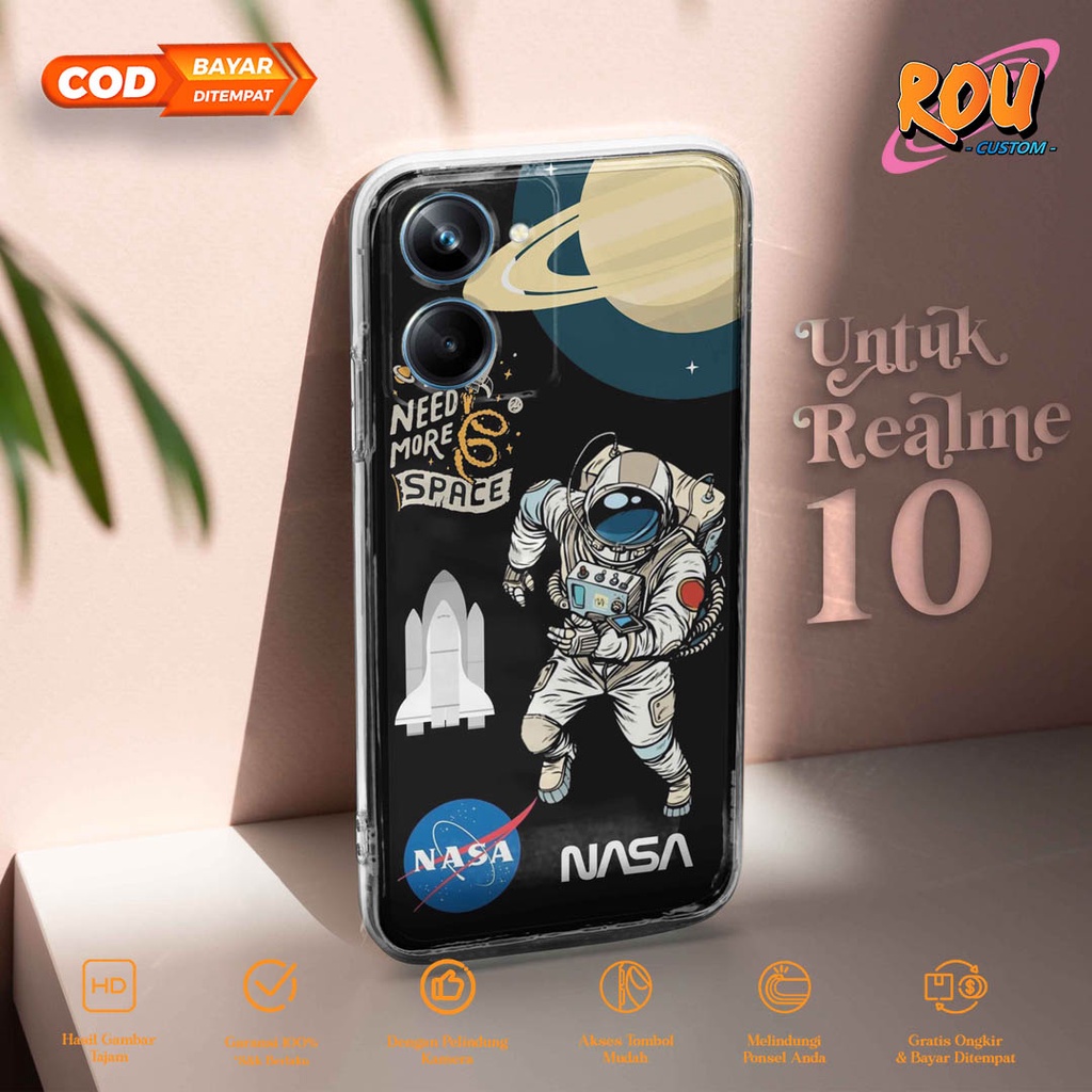 Case Realme 10 4G 8 8 PRO 4G 8I 8 5G 9 4G 9 PRO+ Rou Custom [ Nasa ] Casing Hp Aesthetic Kesing Hp K