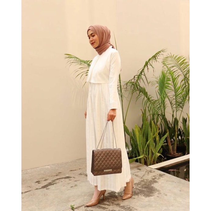 Gamis Hana | Gamis Wanita Terbaru | Gamis Putih |Gamis Rok Plisket