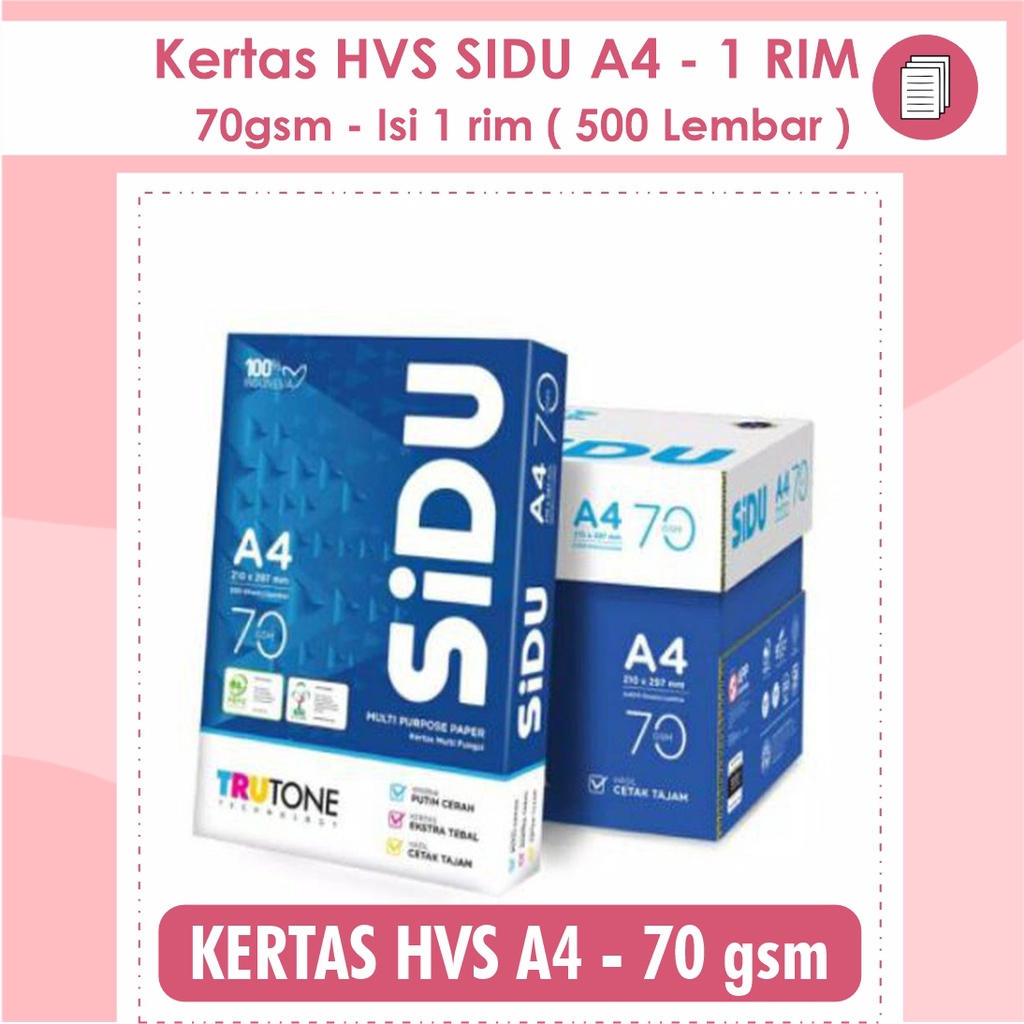 

Kertas HVS A4 SIDU - 70gsm | 500 Lembar