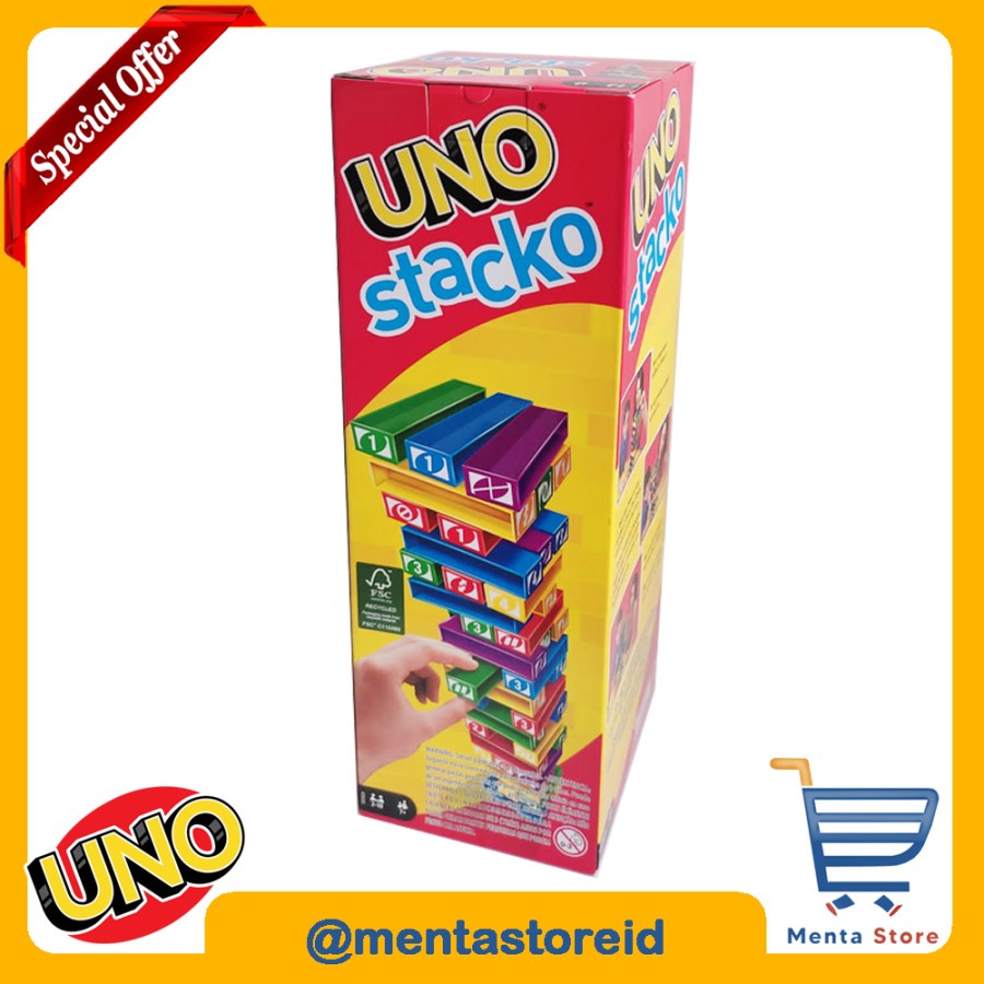 UNO Stacko Original Mattel Mainan Family Toys Stacking Fun Games Asli