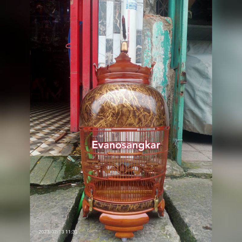 KANDANG/SANGKAR BURUNG PERKUTUT MAHKOTA KAYU JATI BEST SELLER